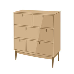 Vector illustration set of modern drawer cabinets and dressers in various styles and colors. Ideal for interior design, furniture catalogs, or home organization visuals.