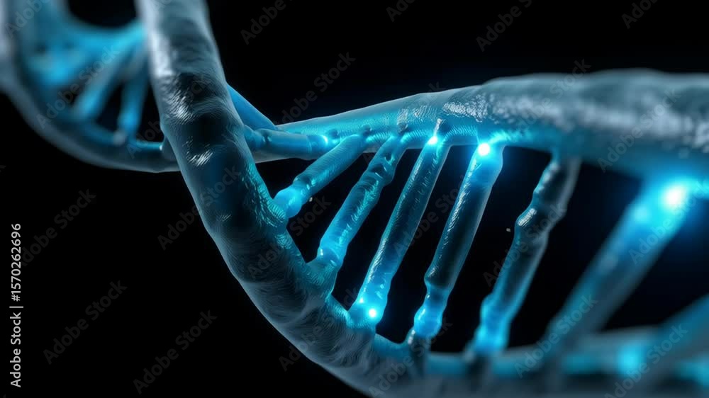Poster 3d representation of a glowing dna double helix structure.