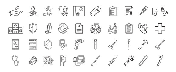 Medical Instruments and Services Icon Set