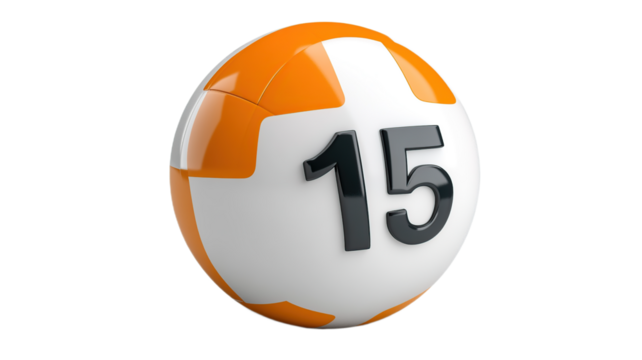 Orange lottery ball with number 15