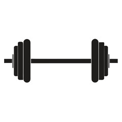 Simple black and white barbell icon for fitness and sports designs