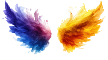 Two vibrant wings, one cool, one hot, in a gradient mix