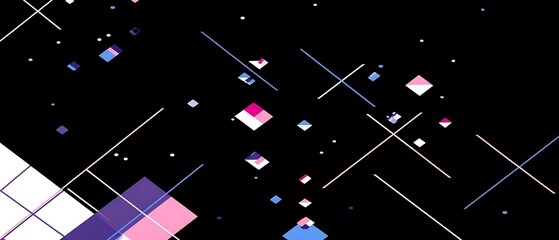 Abstract design with intersecting lines and geometric shapes.
