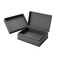 Elegant Gray Cardboard Gift Box Mockup Open Rectangular Packaging Design