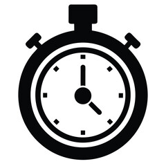 Obraz premium Simple black and white stopwatch icon for design projects