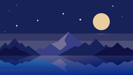 Fototapeta premium night landscape with moon