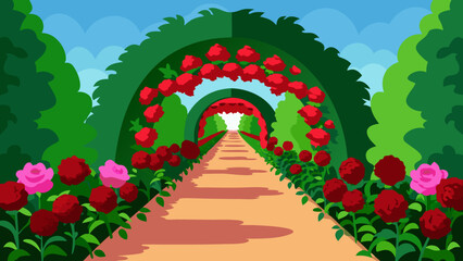 Romantic Rose Garden Path A Charming Floral Archway
