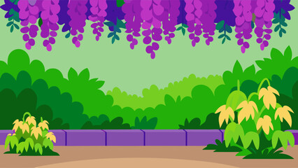 Vibrant Wisteria Canopy Lush Garden Background Illustration