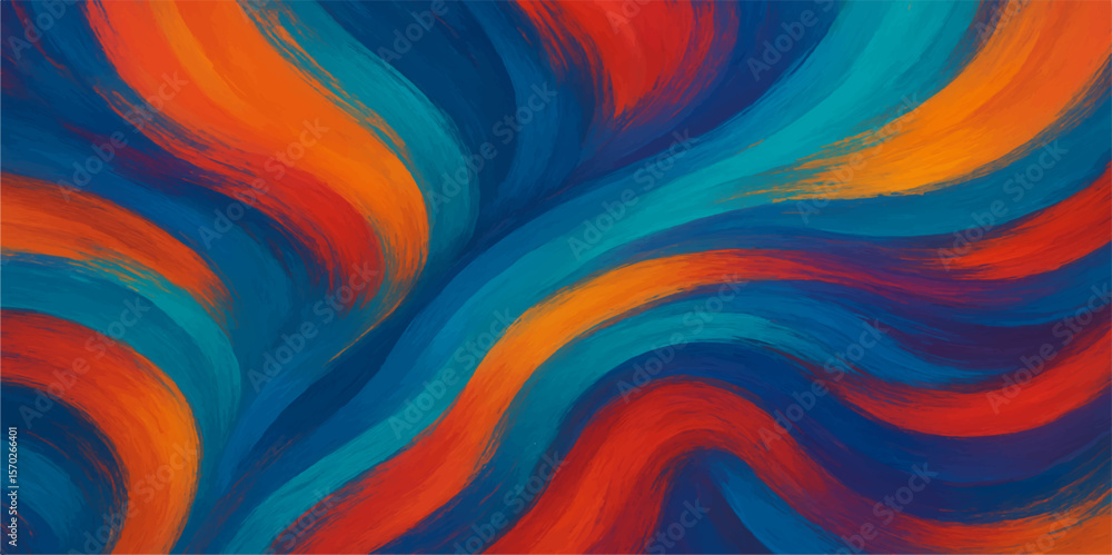 Poster abstract colourful background with flowing waves and bright rainbow patterns