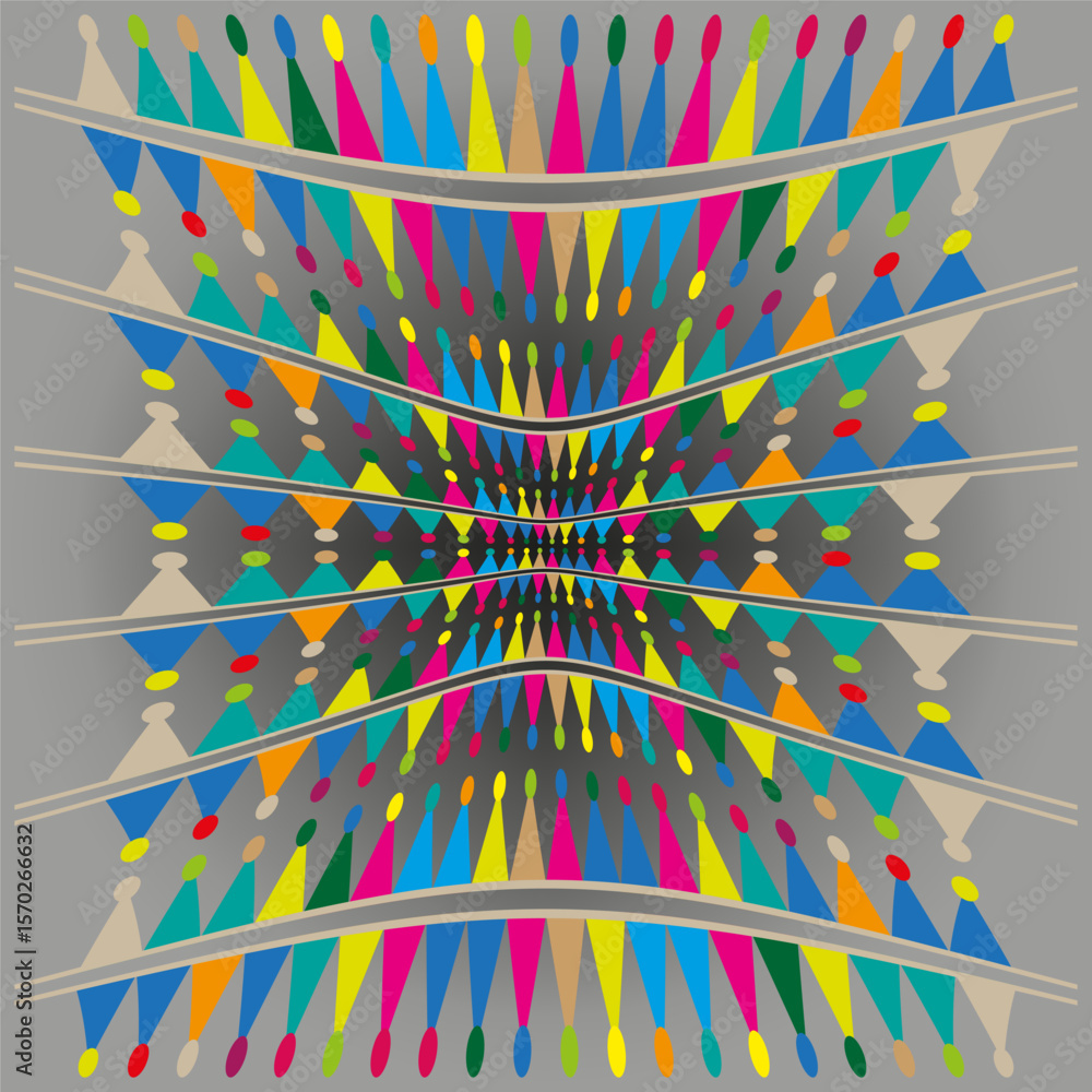 Aufkleber abstract color explosion. fractal burst pattern. vibrant geometric shapes. vector psychedelic art.