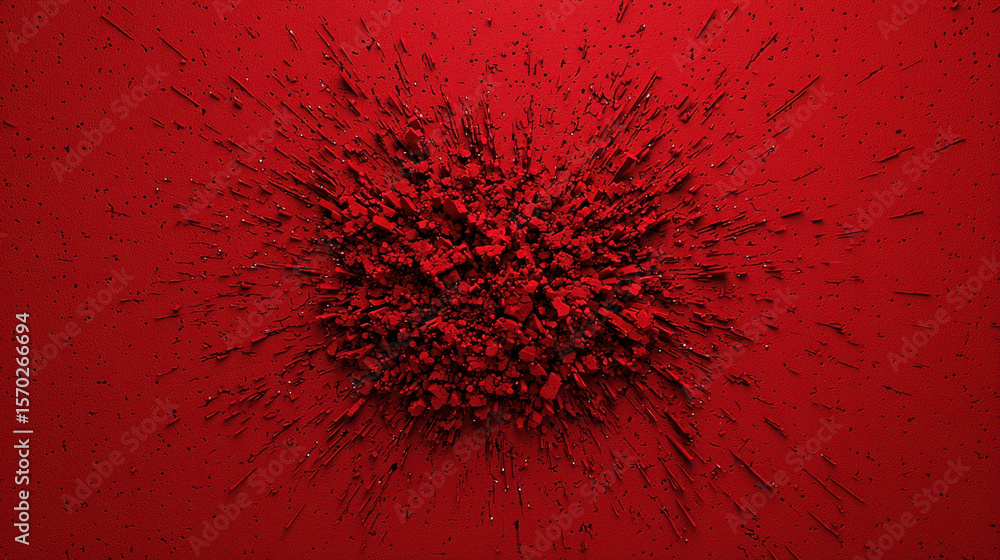 Aufkleber abstract red explosion texture with dynamic shards creating a dramatic visual impact in art design a