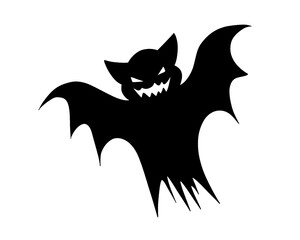 Halloween icon, bat ghost icon, silhouette style costume

