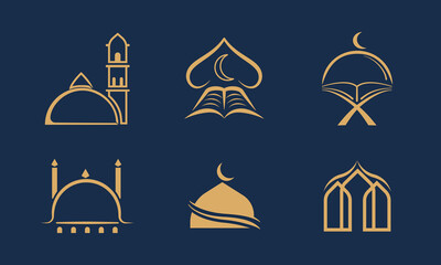 Set of Islamic Mosque Ramadhan Logo designs template, Islamic Logo Icon
