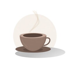 A simple illustration of a cup of steaming coffee.