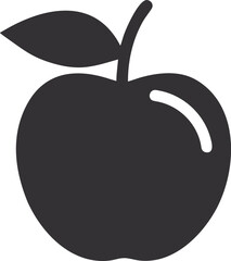 Black apple fruit silhouette icon vector illustration on white background