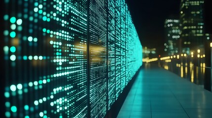 Futuristic LED wall at night