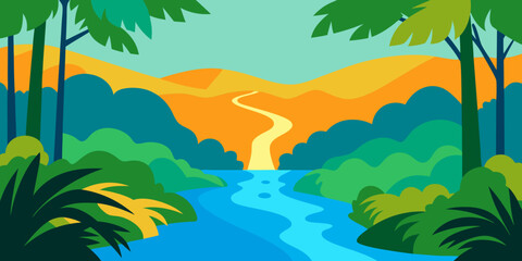 tropical island with palms