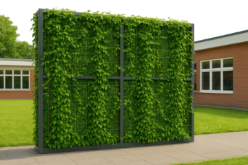 School Green Wall Project Lush Green Vertical Garden Wall with Ivy Climbing on Trellis