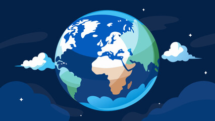 Fototapeta premium Our Planet A Stunning Earth Illustration Featuring Continents and Clouds
