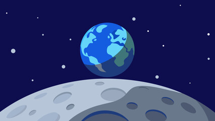 Fototapeta premium Earthrise A Stunning View of Earth from the Moon's Surface