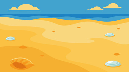 Serene Beach Scene Golden Sands, Azure Waters, and Seashells