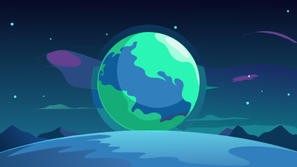 Fototapeta premium Celestial Orb A Vibrant, Stylized Planet Illustration