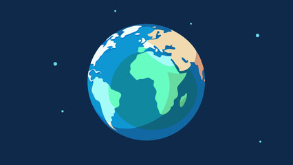 Fototapeta premium Global sphere of planet Earth, a blue ocean world in space with continents and a moon