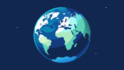 Fototapeta premium Blue earth globe with continents of America and Europe, a global planet concept in space