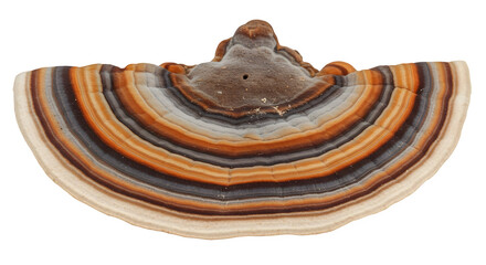 many-colored polypore mushroom, Coriolus versicolor fungus isolated on white
