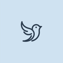 Creative bird logo in elegant and minimalist line art style.