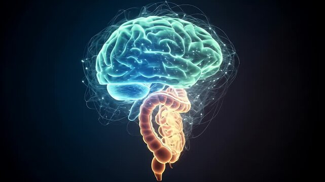 Illustrative Brain and Intestine Connection Network Visualization