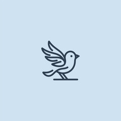 Creative bird logo in elegant and minimalist line art style.