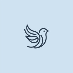 Creative bird logo in elegant and minimalist line art style.