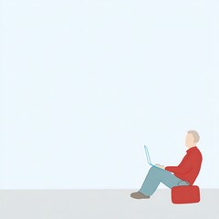 Person seated using a laptop.