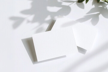 シンプルな白いカードのモックアップ素材 名刺やショップカードの制作実績、ポートフォリオ、ラフイメージ用