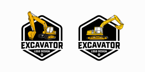 excavator Logo designs template, heavy equipment construction - earth mover logo vector