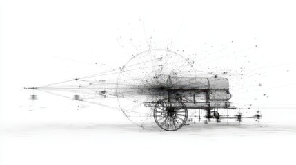 Obraz premium Detailed drawing of a vintage wagon.