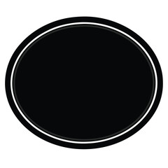 Bold black oval with a thick border on a clean white background