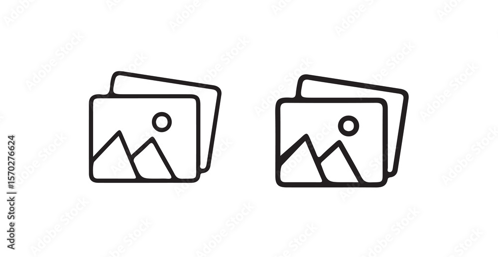 Poster add image icon in circle style, outline design, photo upload icon with plus sign, line art circle, v