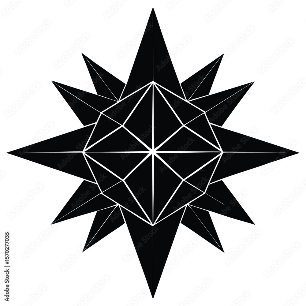 Poster abstract polygonal star shape with multiple sharp points