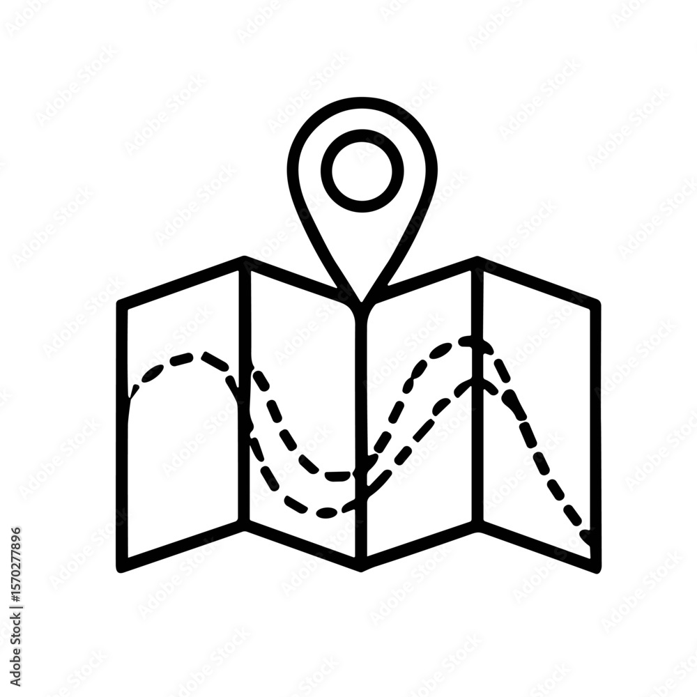 Aufkleber folded map with location marker indicating a planned route.