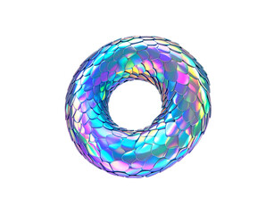 Iridescent Scaled Ring Holographic Texture and Unique Design Element.