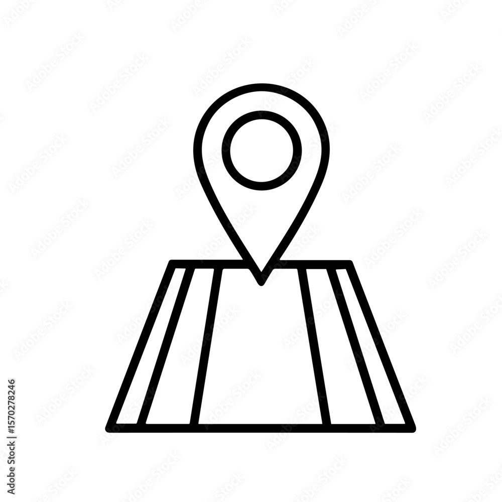 Poster simple black line drawing of a location marker on a map.