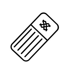 Obraz premium A simple line drawing of a rectangular eraser with a textured detail.