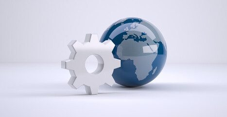地球と歯車アイコン、ネットワークの設定