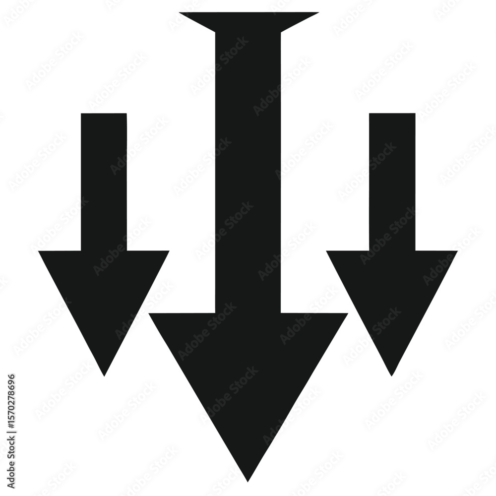 Poster set of three downward pointing arrows in black and white with color options