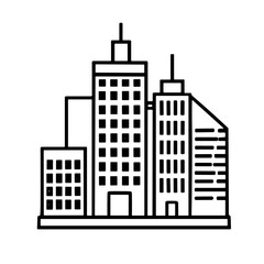 Obraz premium Simple black and white illustration of modern city skyscrapers.