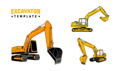 excavator Logo designs. heavy equipment excavator icon for housing development, building repair, construction and procurement of heavy equipment