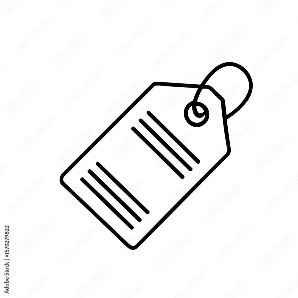 Poster A simple line drawing of a tag with horizontal lines.