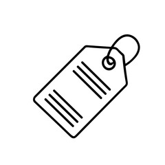 A simple line drawing of a tag with horizontal lines.
